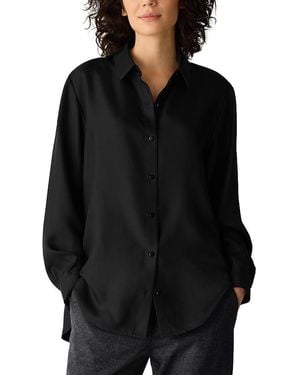 Eileen Fisher Classic Collar Silk Shirt - Black