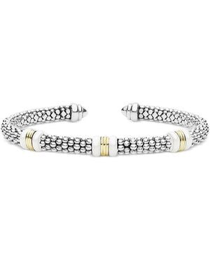 Lagos Sterling & 18K Caviar Cuff Bracelet - White
