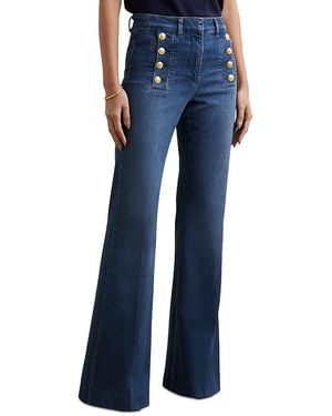 Reiss Athena High Rise Flare Hem Jeans - Blue