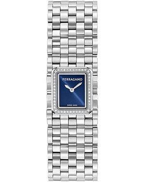 Ferragamo Manchette Diamond Watch, 19Mm X 22Mm - White