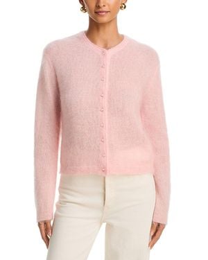 Mother The Cropped Cardigan Crewneck Sweater - Pink