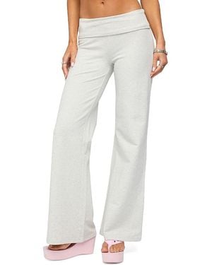 Edikted Wknd Sequin Foldover Pants - Gray