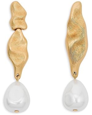 Reiss Margot Imitation Pearl Drop Earrings, 2.4 - White