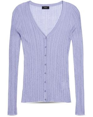 Theory Novel Rib V Neck Cardigan - Blue