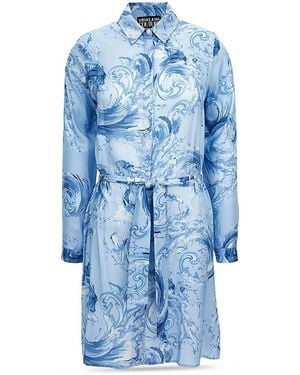 Versace Jeans Couture Twill Barocco Shirt Dress - Blue