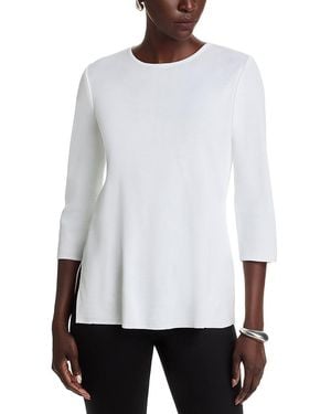 Misook Jewel Neck 3/4 Sleeve Top - White