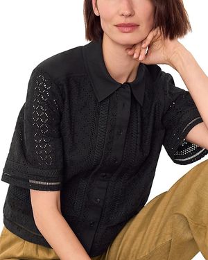 Whistles Broderie Shirt - Black