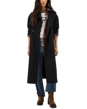 Ba&sh Kate Wool Blend Drawstring Coat - Black