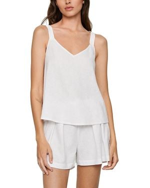 Eberjey Linen Blend V Neck Camisole Pajama Top - White