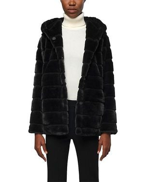 Apparis Goldy Faux Fur Hooded Short Coat - Black
