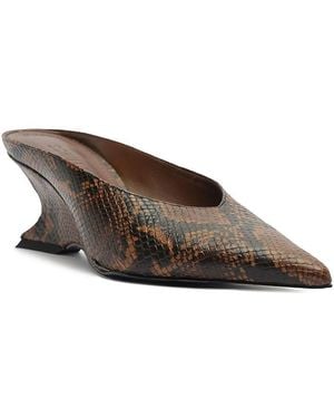 SCHUTZ SHOES Siena Leather Wedge Mules - Brown