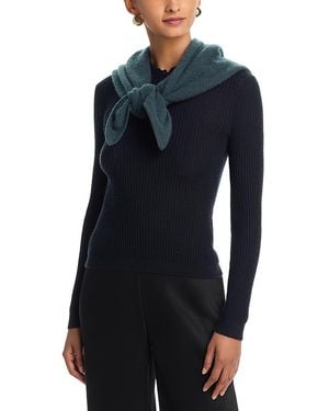 Aqua Brushed Cashmere Triangle Wrap - Blue