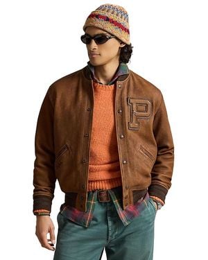 Polo Ralph Lauren Leather Letter Varsity Jacket - Multicolor