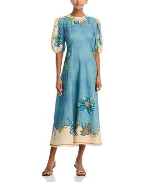 ALÉMAIS Luda Midi Linen Dress - Blue
