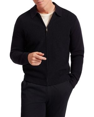 Ted Baker Fenrys Waffle Stitch Zip Sweater Jacket - Black