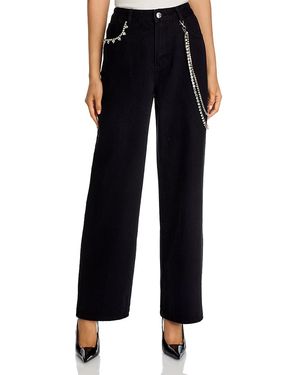 Steve Madden Swift Embellished Straight Jeans - Black