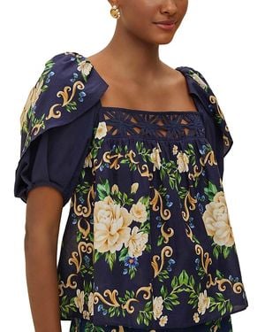 FARM Rio Flower Tapestry Blouse - Blue