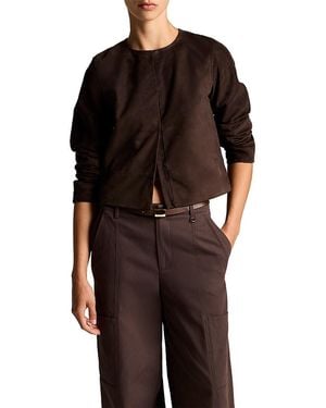 Vince Cropped Suede Jacket - Black