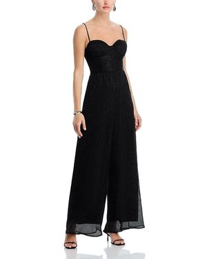 Aqua Metallic Crinkle Jumpsuit - Black