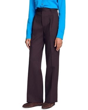 Sandro Striped Straight Leg Pants - Blue