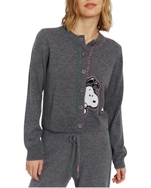 Chinti & Parker Wool-Cashmere Snoopy Peep Cardigan - Gray