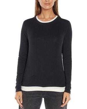 Three Dots Veronica Layered Long Sleeve Tee - Black