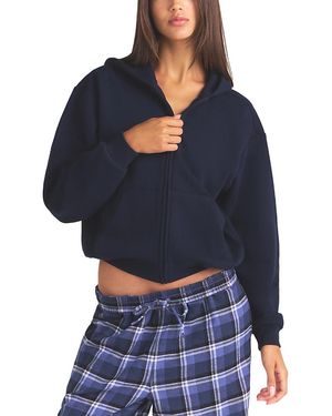 Skims Cotton Fleece Full Zip Hoodie - Blue