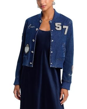 Cinq À Sept Varsity Denim Dominique Jacket - Blue