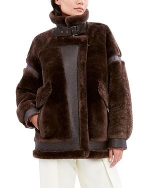 Dawn Levy Sean Geniune Shearling & Leather Coat - Brown