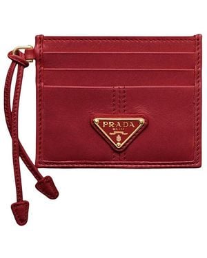 Prada Leather Card Holder - Red