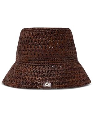 Maje Crochet Raffia Bucket Hat - Brown