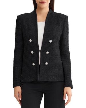 Ming Wang Tonal Eyelash Tweed Knit Jacket - Black