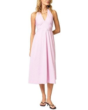 Central Park West Ora Poplin Stripe Halter Dress - Pink