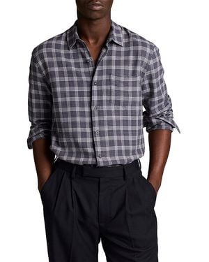 Vince Simmons Plaid Cotton Blend Pocket Shirt - Gray
