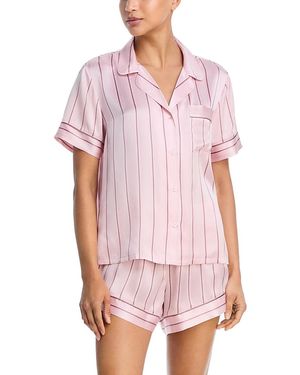 Eberjey Inez Printed Washable Silk Short Pajama Set - Pink