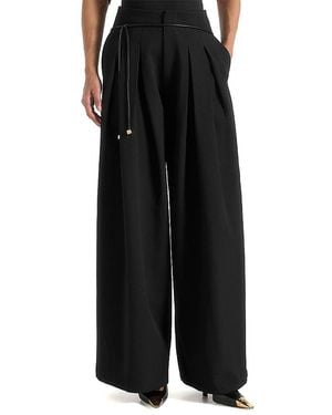 Manière De Voir Flora Box Pleat Wide Leg Belted Pants - Black