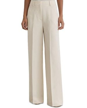 Reiss Ottie Wide Leg Jacquard Pants - Natural