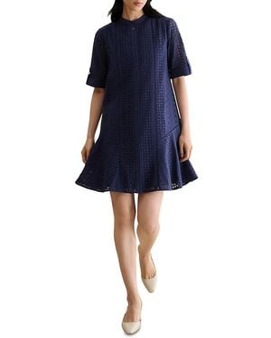 Hobbs Jasmine Embroidered Dress - Blue