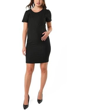 Marion Short Sleeve Maternity & Nursing Knee Length Dress - Black