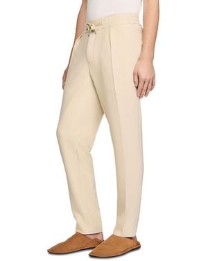 Sandro Straight Leg Drawstring Pants - Natural