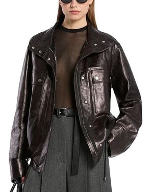 Michael Kors Michael Michael Kors Leather Bomber Jacket - Black