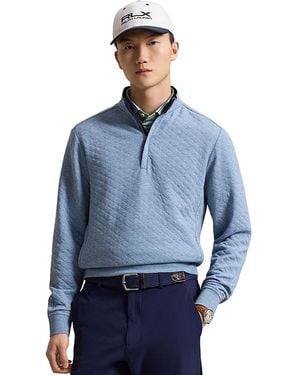 Polo Ralph Lauren Quilted Double Knit Half Zip Sweater - Blue