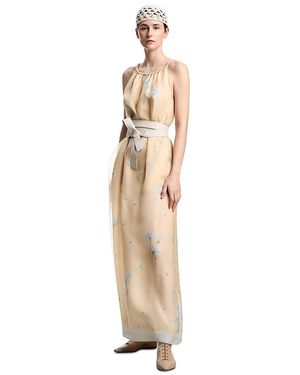 armani silk chiffon dress with delicate floral print Emporio Faded-Print Pongee in White 100% polyester na_03/20/2026 Fashion show SDE5018 Luxury Red Feathered Color:Picture Color-Red