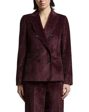 Peserico Wet Effect Corduroy Double Breasted Jacket - Purple