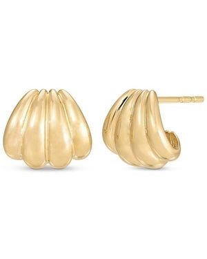 EF Collection 14K Shell Inspired Huggie Hoop Earrings - Metallic