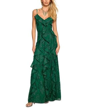 Ramy Brook Penelope V Neck Ruffled Gown - Green
