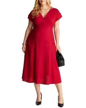 Estelle Aubrey V Neck Midi Dress - Red