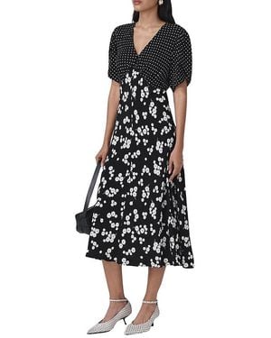 Ghost Lulu V-Neck Midi Dress - Black