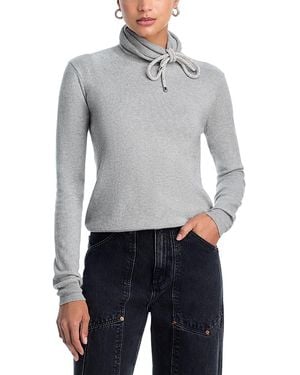 Area Crystal Knot Turtleneck Sweater - Gray