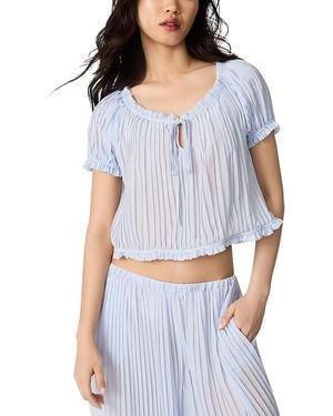 Steve Madden Theodora Pleated Top - Blue
